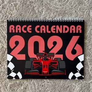 NEW Formula 1, F1 2026 Race Calendar - Black, White and Red